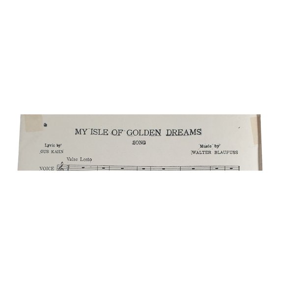 My Isle Of Golden Dreams 1919 Antique Sheet Music Piano Voice Easy Listening - Picture 3 of 5